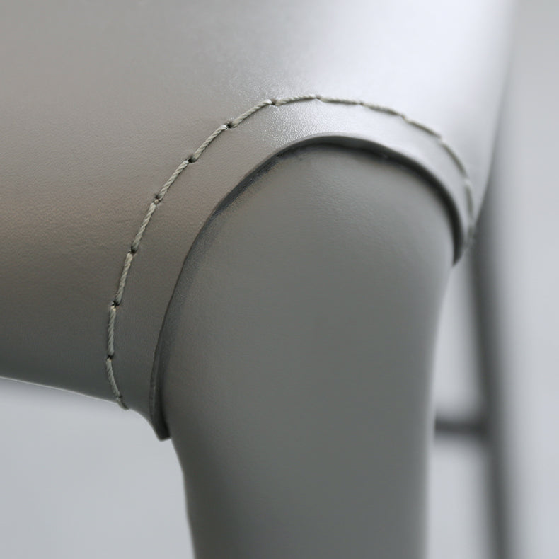 Faux Leather Dining Stools Low Back Bucket Bar Stools with Metal Base