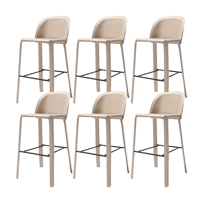 Faux Leather Dining Stools Low Back Bucket Bar Stools with Metal Base