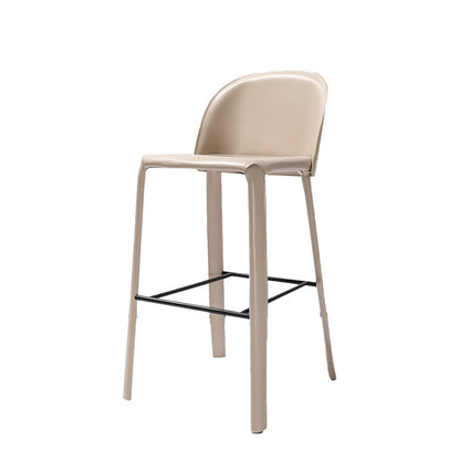 Faux Leather Dining Stools Low Back Bucket Bar Stools with Metal Base