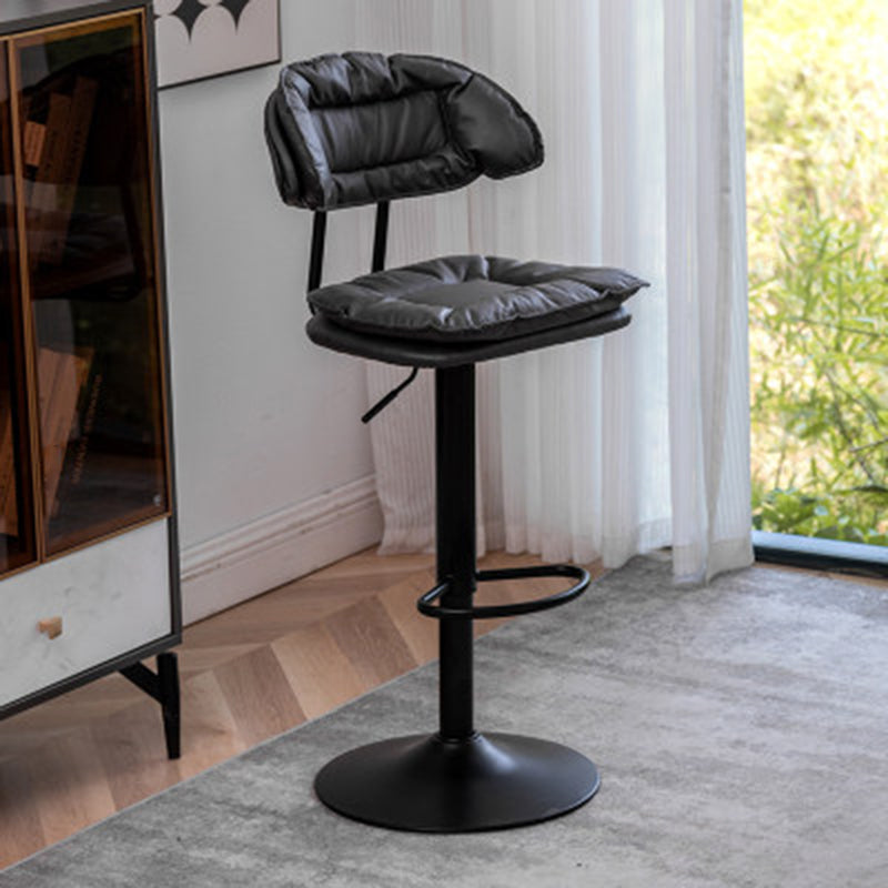 Adjustable Armless Swivel Barstools Upholstered Indoor Bar Stool Black Black 1 Piece Clearhalo 'Bar Furniture' 'Bar Stools' 'bar_stools' 'furn' 'furn_bar_stools' 'Furniture' 'Kitchen & Dining Furniture' 7096734