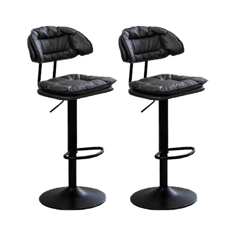 Adjustable Armless Swivel Barstools Upholstered Indoor Bar Stool Black Black 2 Piece Set Clearhalo 'Bar Furniture' 'Bar Stools' 'bar_stools' 'furn' 'furn_bar_stools' 'Furniture' 'Kitchen & Dining Furniture' 7096736