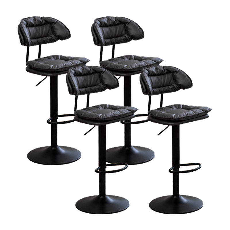 Adjustable Armless Swivel Barstools Upholstered Indoor Bar Stool Black Black 4 Piece Set Clearhalo 'Bar Furniture' 'Bar Stools' 'bar_stools' 'furn' 'furn_bar_stools' 'Furniture' 'Kitchen & Dining Furniture' 7096737