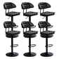 Adjustable Armless Swivel Barstools Upholstered Indoor Bar Stool Black Black 6 Piece Set Clearhalo 'Bar Furniture' 'Bar Stools' 'bar_stools' 'furn' 'furn_bar_stools' 'Furniture' 'Kitchen & Dining Furniture' 7096740