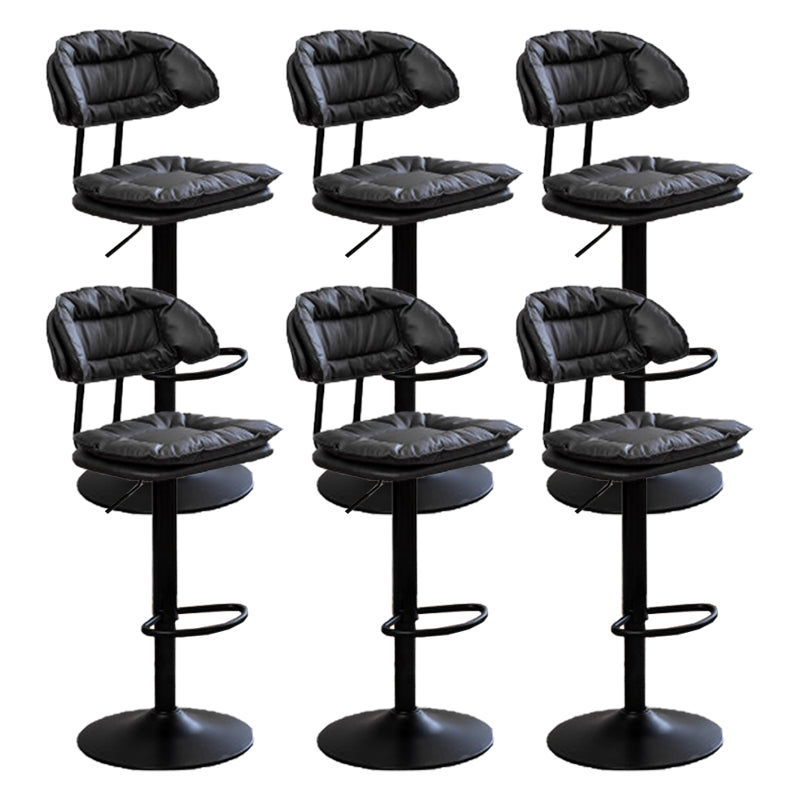 Adjustable Armless Swivel Barstools Upholstered Indoor Bar Stool Black Black 6 Piece Set Clearhalo 'Bar Furniture' 'Bar Stools' 'bar_stools' 'furn' 'furn_bar_stools' 'Furniture' 'Kitchen & Dining Furniture' 7096740