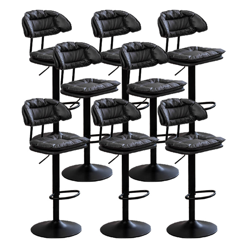 Adjustable Armless Swivel Barstools Upholstered Indoor Bar Stool Black Black 8 Piece Set Clearhalo 'Bar Furniture' 'Bar Stools' 'bar_stools' 'furn' 'furn_bar_stools' 'Furniture' 'Kitchen & Dining Furniture' 7096742