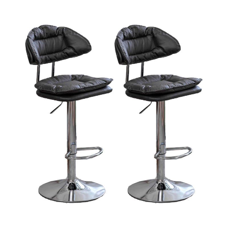 Adjustable Armless Swivel Barstools Upholstered Indoor Bar Stool Black Chrome 2 Piece Set Clearhalo 'Bar Furniture' 'Bar Stools' 'bar_stools' 'furn' 'furn_bar_stools' 'Furniture' 'Kitchen & Dining Furniture' 7096746