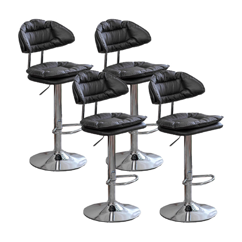 Adjustable Armless Swivel Barstools Upholstered Indoor Bar Stool Black Chrome 4 Piece Set Clearhalo 'Bar Furniture' 'Bar Stools' 'bar_stools' 'furn' 'furn_bar_stools' 'Furniture' 'Kitchen & Dining Furniture' 7096747