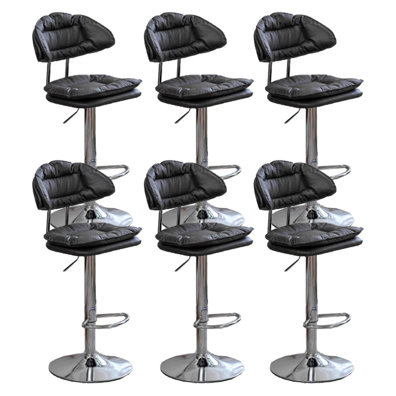 Adjustable Armless Swivel Barstools Upholstered Indoor Bar Stool Black Chrome 6 Piece Set Clearhalo 'Bar Furniture' 'Bar Stools' 'bar_stools' 'furn' 'furn_bar_stools' 'Furniture' 'Kitchen & Dining Furniture' 7096749