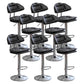 Adjustable Armless Swivel Barstools Upholstered Indoor Bar Stool Black Chrome 8 Piece Set Clearhalo 'Bar Furniture' 'Bar Stools' 'bar_stools' 'furn' 'furn_bar_stools' 'Furniture' 'Kitchen & Dining Furniture' 7096750