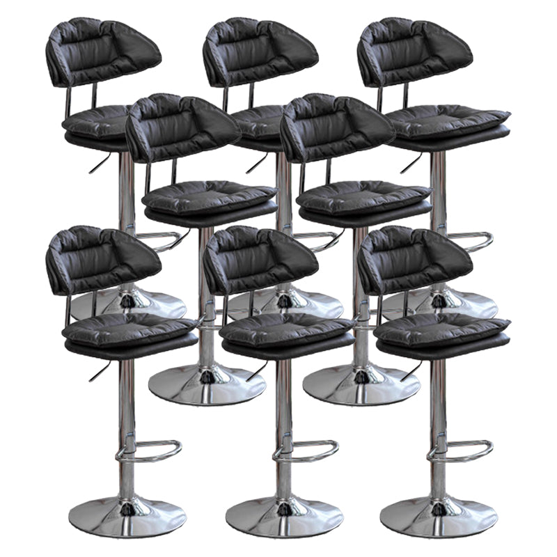 Adjustable Armless Swivel Barstools Upholstered Indoor Bar Stool Black Chrome 8 Piece Set Clearhalo 'Bar Furniture' 'Bar Stools' 'bar_stools' 'furn' 'furn_bar_stools' 'Furniture' 'Kitchen & Dining Furniture' 7096750