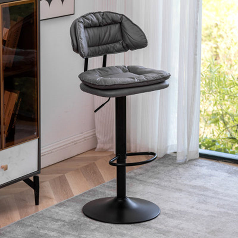 Adjustable Armless Swivel Barstools Upholstered Indoor Bar Stool Grey Black 1 Piece Clearhalo 'Bar Furniture' 'Bar Stools' 'bar_stools' 'furn' 'furn_bar_stools' 'Furniture' 'Kitchen & Dining Furniture' 7096751
