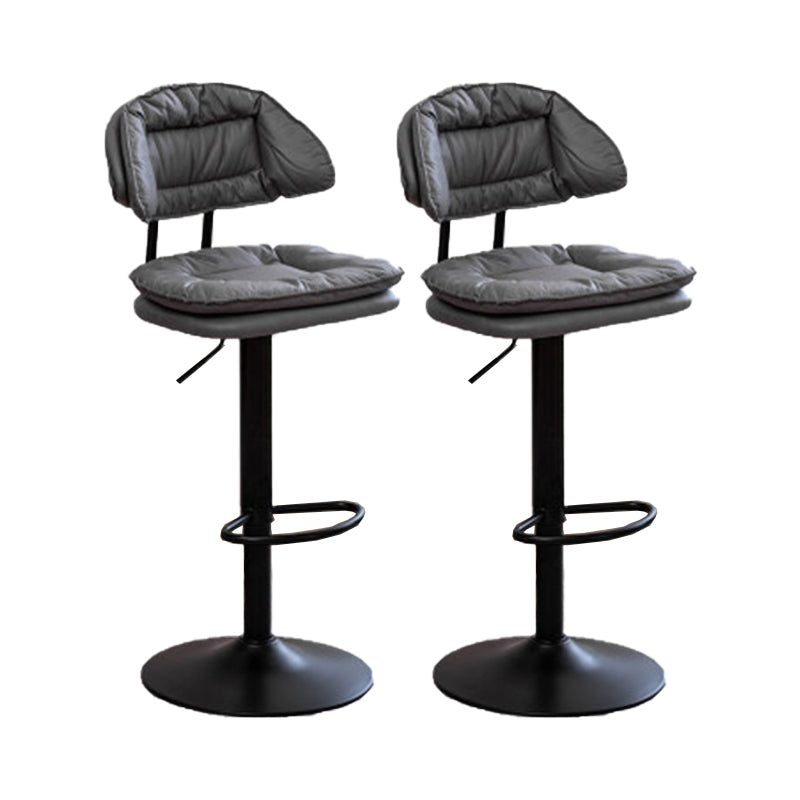 Adjustable Armless Swivel Barstools Upholstered Indoor Bar Stool Grey Black 2 Piece Set Clearhalo 'Bar Furniture' 'Bar Stools' 'bar_stools' 'furn' 'furn_bar_stools' 'Furniture' 'Kitchen & Dining Furniture' 7096752