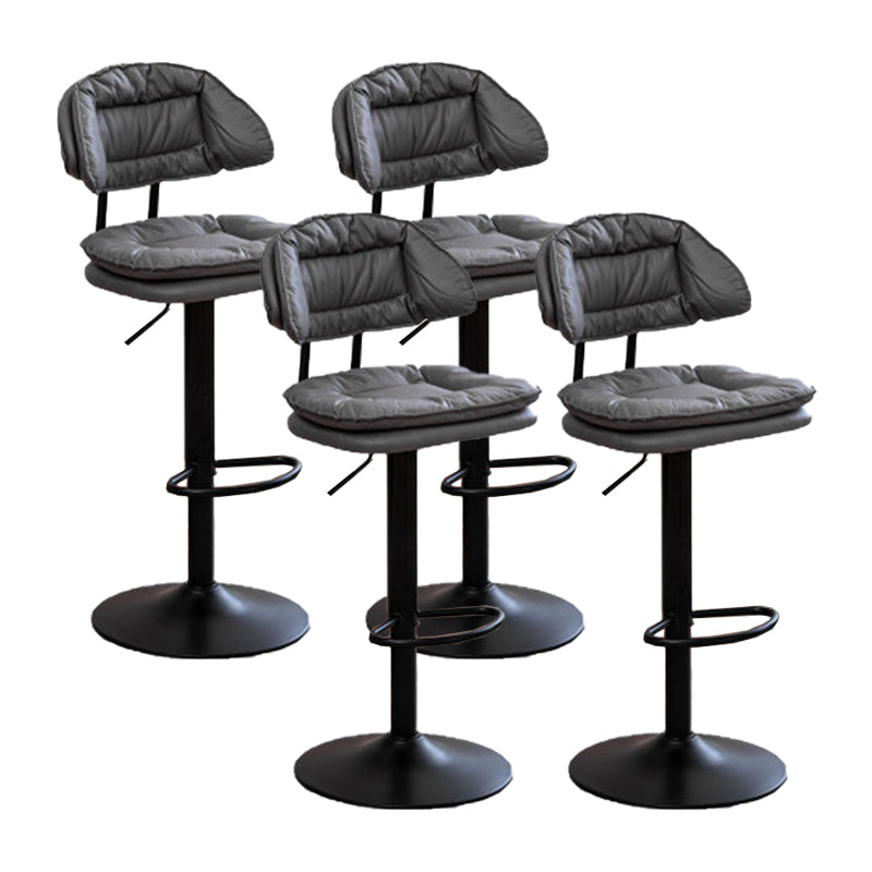 Adjustable Armless Swivel Barstools Upholstered Indoor Bar Stool Grey Black 4 Piece Set Clearhalo 'Bar Furniture' 'Bar Stools' 'bar_stools' 'furn' 'furn_bar_stools' 'Furniture' 'Kitchen & Dining Furniture' 7096753