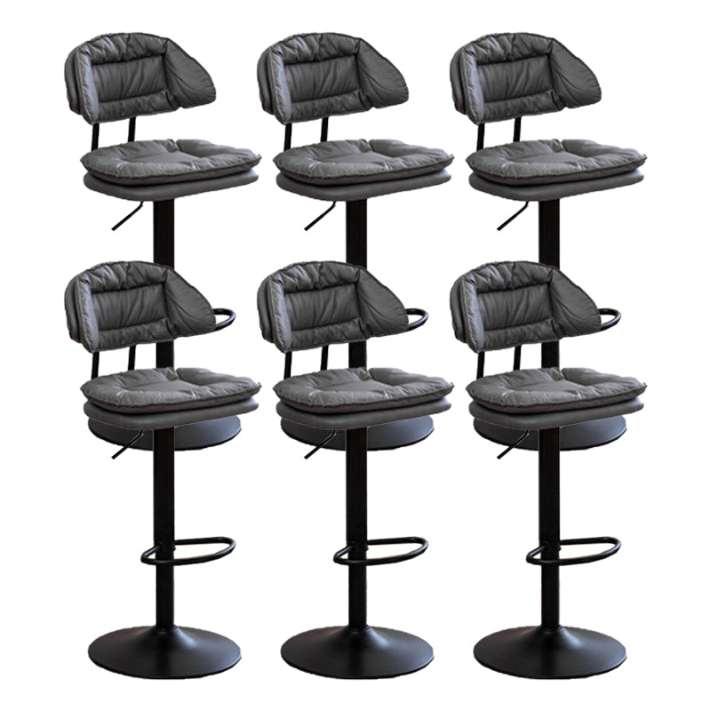 Adjustable Armless Swivel Barstools Upholstered Indoor Bar Stool Grey Black 6 Piece Set Clearhalo 'Bar Furniture' 'Bar Stools' 'bar_stools' 'furn' 'furn_bar_stools' 'Furniture' 'Kitchen & Dining Furniture' 7096754