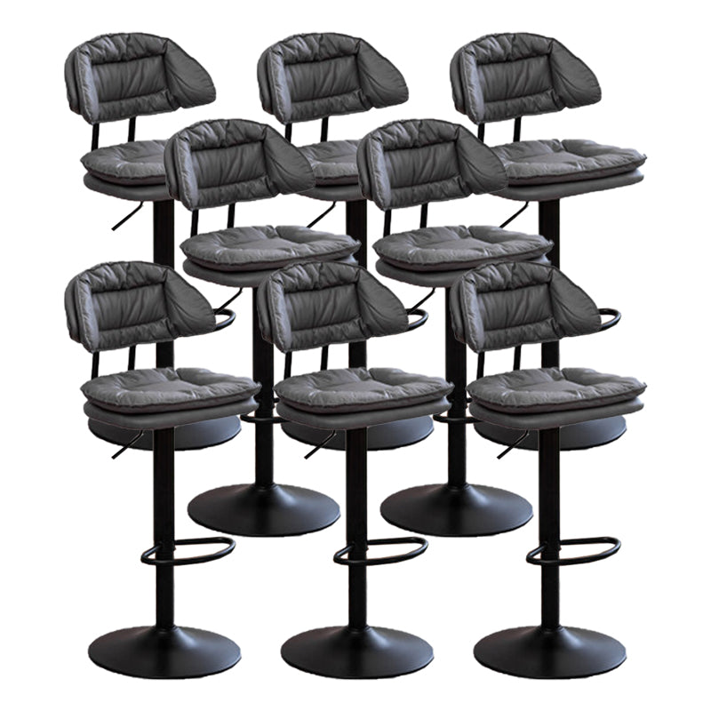 Adjustable Armless Swivel Barstools Upholstered Indoor Bar Stool Grey Black 8 Piece Set Clearhalo 'Bar Furniture' 'Bar Stools' 'bar_stools' 'furn' 'furn_bar_stools' 'Furniture' 'Kitchen & Dining Furniture' 7096755