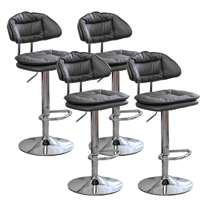 Adjustable Armless Swivel Barstools Upholstered Indoor Bar Stool Grey Chrome 4 Piece Set Clearhalo 'Bar Furniture' 'Bar Stools' 'bar_stools' 'furn' 'furn_bar_stools' 'Furniture' 'Kitchen & Dining Furniture' 7096758