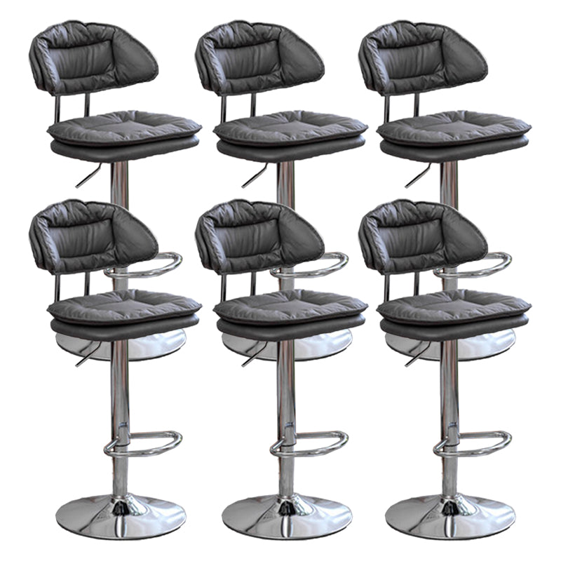 Adjustable Armless Swivel Barstools Upholstered Indoor Bar Stool Grey Chrome 6 Piece Set Clearhalo 'Bar Furniture' 'Bar Stools' 'bar_stools' 'furn' 'furn_bar_stools' 'Furniture' 'Kitchen & Dining Furniture' 7096759