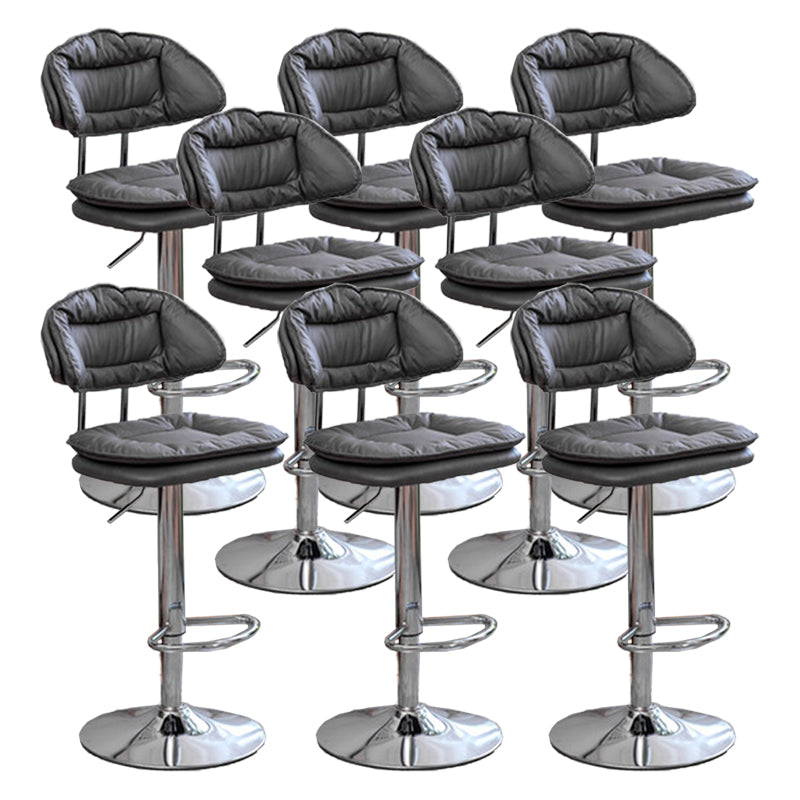 Adjustable Armless Swivel Barstools Upholstered Indoor Bar Stool Grey Chrome 8 Piece Set Clearhalo 'Bar Furniture' 'Bar Stools' 'bar_stools' 'furn' 'furn_bar_stools' 'Furniture' 'Kitchen & Dining Furniture' 7096760