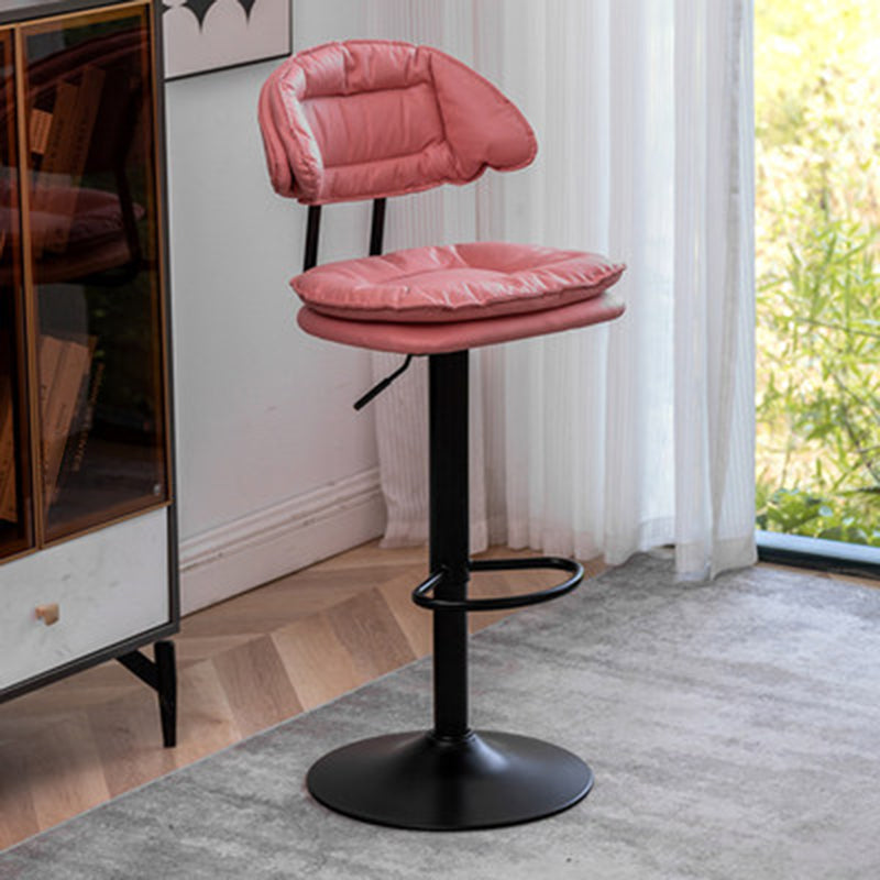 Adjustable Armless Swivel Barstools Upholstered Indoor Bar Stool Pink Black 1 Piece Clearhalo 'Bar Furniture' 'Bar Stools' 'bar_stools' 'furn' 'furn_bar_stools' 'Furniture' 'Kitchen & Dining Furniture' 7096761