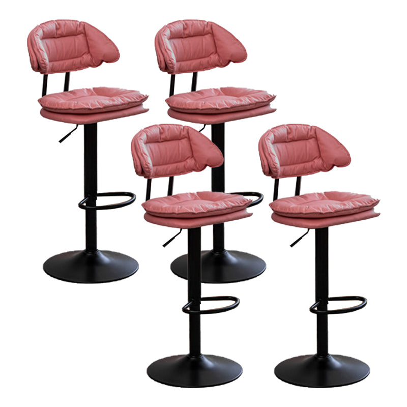 Adjustable Armless Swivel Barstools Upholstered Indoor Bar Stool Pink Black 4 Piece Set Clearhalo 'Bar Furniture' 'Bar Stools' 'bar_stools' 'furn' 'furn_bar_stools' 'Furniture' 'Kitchen & Dining Furniture' 7096763