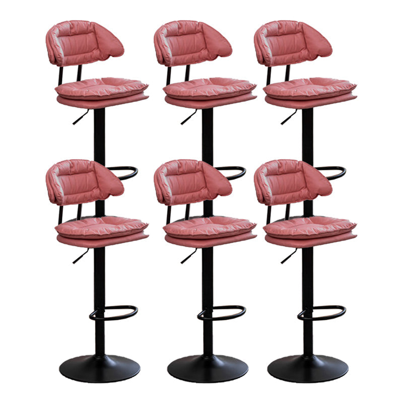 Adjustable Armless Swivel Barstools Upholstered Indoor Bar Stool Pink Black 6 Piece Set Clearhalo 'Bar Furniture' 'Bar Stools' 'bar_stools' 'furn' 'furn_bar_stools' 'Furniture' 'Kitchen & Dining Furniture' 7096764