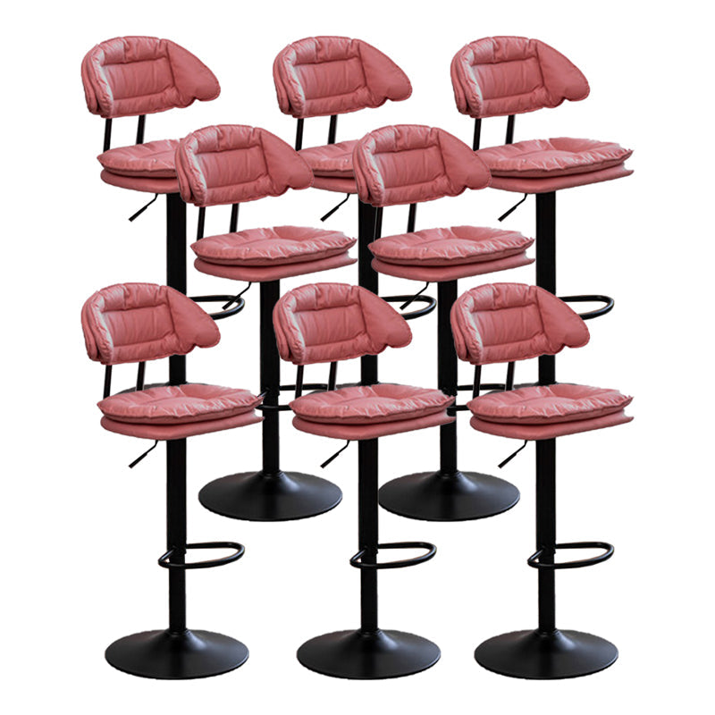 Adjustable Armless Swivel Barstools Upholstered Indoor Bar Stool Pink Black 8 Piece Set Clearhalo 'Bar Furniture' 'Bar Stools' 'bar_stools' 'furn' 'furn_bar_stools' 'Furniture' 'Kitchen & Dining Furniture' 7096765
