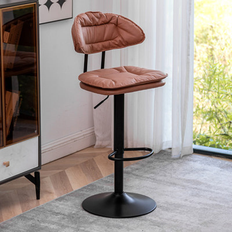 Adjustable Armless Swivel Barstools Upholstered Indoor Bar Stool Brown Black 1 Piece Clearhalo 'Bar Furniture' 'Bar Stools' 'bar_stools' 'furn' 'furn_bar_stools' 'Furniture' 'Kitchen & Dining Furniture' 7096771