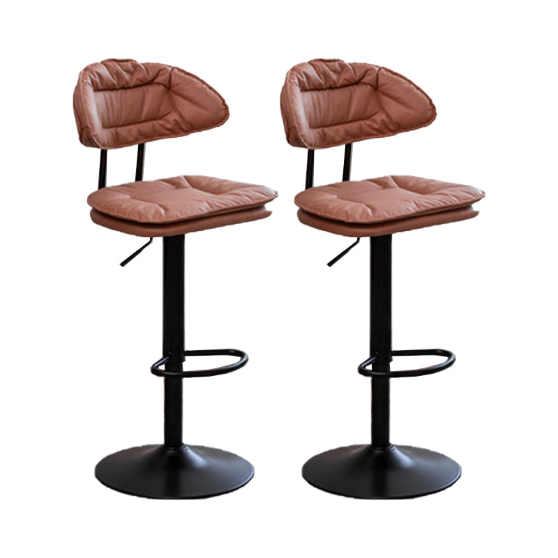 Adjustable Armless Swivel Barstools Upholstered Indoor Bar Stool Brown Black 2 Piece Set Clearhalo 'Bar Furniture' 'Bar Stools' 'bar_stools' 'furn' 'furn_bar_stools' 'Furniture' 'Kitchen & Dining Furniture' 7096772