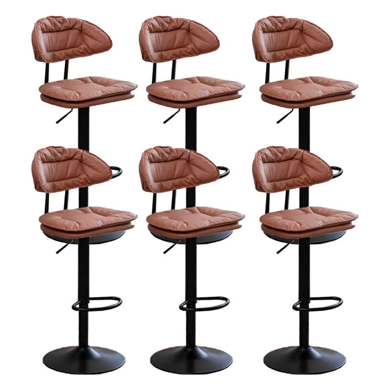 Adjustable Armless Swivel Barstools Upholstered Indoor Bar Stool Brown Black 6 Piece Set Clearhalo 'Bar Furniture' 'Bar Stools' 'bar_stools' 'furn' 'furn_bar_stools' 'Furniture' 'Kitchen & Dining Furniture' 7096774