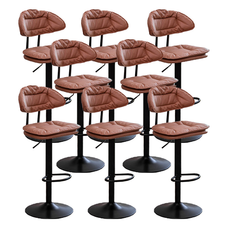 Adjustable Armless Swivel Barstools Upholstered Indoor Bar Stool Brown Black 8 Piece Set Clearhalo 'Bar Furniture' 'Bar Stools' 'bar_stools' 'furn' 'furn_bar_stools' 'Furniture' 'Kitchen & Dining Furniture' 7096775
