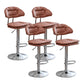 Adjustable Armless Swivel Barstools Upholstered Indoor Bar Stool Brown Chrome 4 Piece Set Clearhalo 'Bar Furniture' 'Bar Stools' 'bar_stools' 'furn' 'furn_bar_stools' 'Furniture' 'Kitchen & Dining Furniture' 7096778