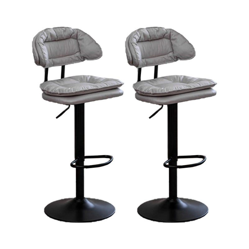Adjustable Armless Swivel Barstools Upholstered Indoor Bar Stool Gray-White Black 2 Piece Set Clearhalo 'Bar Furniture' 'Bar Stools' 'bar_stools' 'furn' 'furn_bar_stools' 'Furniture' 'Kitchen & Dining Furniture' 7096782