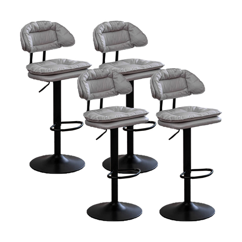 Adjustable Armless Swivel Barstools Upholstered Indoor Bar Stool Gray-White Black 4 Piece Set Clearhalo 'Bar Furniture' 'Bar Stools' 'bar_stools' 'furn' 'furn_bar_stools' 'Furniture' 'Kitchen & Dining Furniture' 7096783