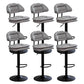 Adjustable Armless Swivel Barstools Upholstered Indoor Bar Stool Gray-White Black 6 Piece Set Clearhalo 'Bar Furniture' 'Bar Stools' 'bar_stools' 'furn' 'furn_bar_stools' 'Furniture' 'Kitchen & Dining Furniture' 7096784