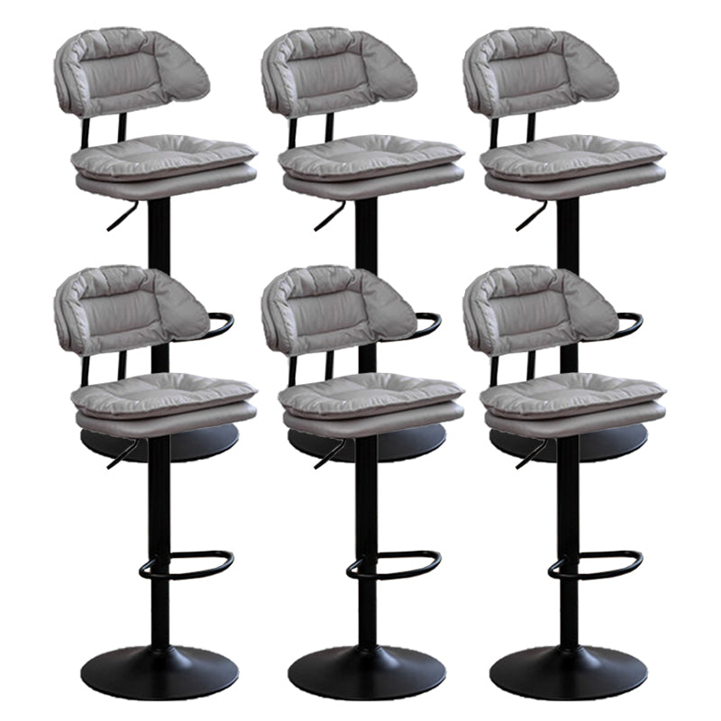 Adjustable Armless Swivel Barstools Upholstered Indoor Bar Stool Gray-White Black 6 Piece Set Clearhalo 'Bar Furniture' 'Bar Stools' 'bar_stools' 'furn' 'furn_bar_stools' 'Furniture' 'Kitchen & Dining Furniture' 7096784