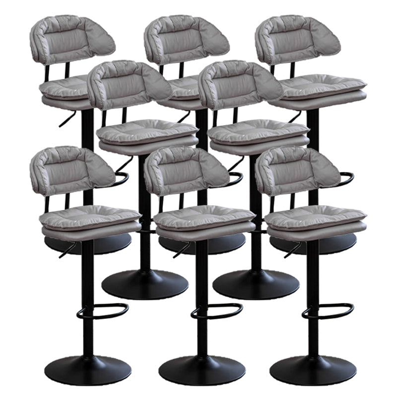 Adjustable Armless Swivel Barstools Upholstered Indoor Bar Stool Gray-White Black 8 Piece Set Clearhalo 'Bar Furniture' 'Bar Stools' 'bar_stools' 'furn' 'furn_bar_stools' 'Furniture' 'Kitchen & Dining Furniture' 7096785