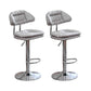 Adjustable Armless Swivel Barstools Upholstered Indoor Bar Stool Gray-White Chrome 2 Piece Set Clearhalo 'Bar Furniture' 'Bar Stools' 'bar_stools' 'furn' 'furn_bar_stools' 'Furniture' 'Kitchen & Dining Furniture' 7096787