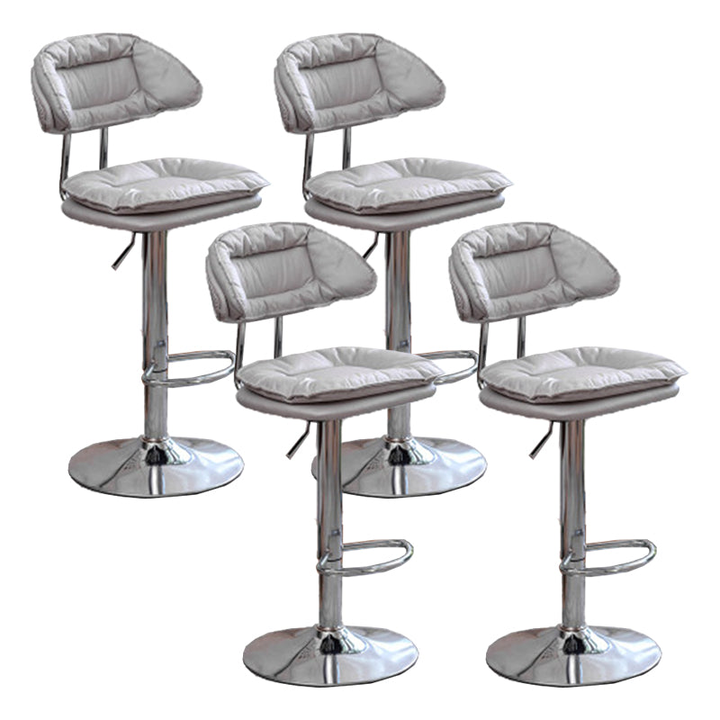 Adjustable Armless Swivel Barstools Upholstered Indoor Bar Stool Gray-White Chrome 4 Piece Set Clearhalo 'Bar Furniture' 'Bar Stools' 'bar_stools' 'furn' 'furn_bar_stools' 'Furniture' 'Kitchen & Dining Furniture' 7096788