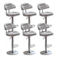 Adjustable Armless Swivel Barstools Upholstered Indoor Bar Stool Gray-White Chrome 6 Piece Set Clearhalo 'Bar Furniture' 'Bar Stools' 'bar_stools' 'furn' 'furn_bar_stools' 'Furniture' 'Kitchen & Dining Furniture' 7096789