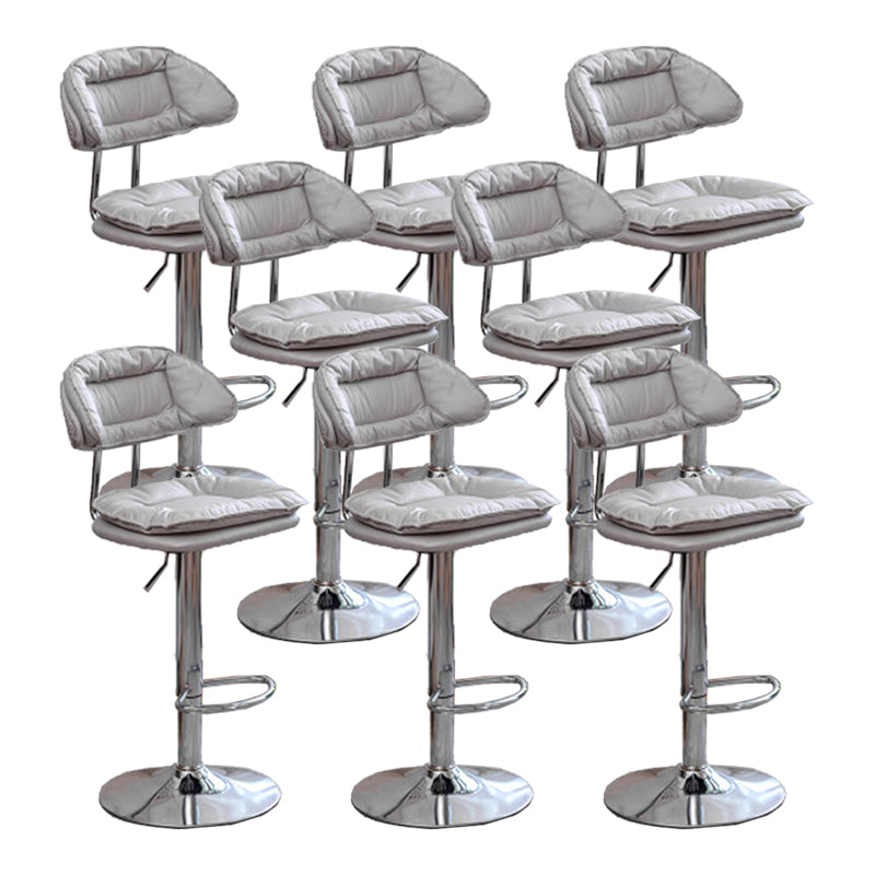 Adjustable Armless Swivel Barstools Upholstered Indoor Bar Stool Gray-White Chrome 8 Piece Set Clearhalo 'Bar Furniture' 'Bar Stools' 'bar_stools' 'furn' 'furn_bar_stools' 'Furniture' 'Kitchen & Dining Furniture' 7096790