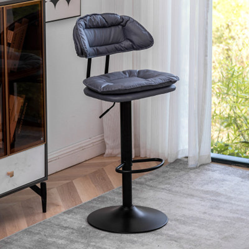 Adjustable Armless Swivel Barstools Upholstered Indoor Bar Stool Dark Blue Black 1 Piece Clearhalo 'Bar Furniture' 'Bar Stools' 'bar_stools' 'furn' 'furn_bar_stools' 'Furniture' 'Kitchen & Dining Furniture' 7096791