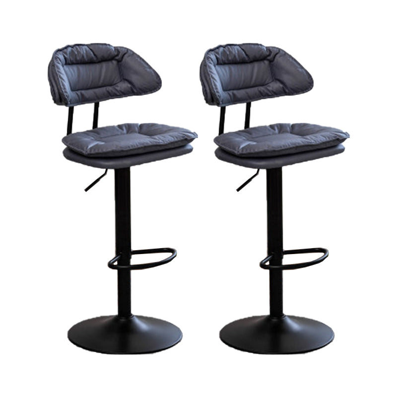 Adjustable Armless Swivel Barstools Upholstered Indoor Bar Stool Dark Blue Black 2 Piece Set Clearhalo 'Bar Furniture' 'Bar Stools' 'bar_stools' 'furn' 'furn_bar_stools' 'Furniture' 'Kitchen & Dining Furniture' 7096792