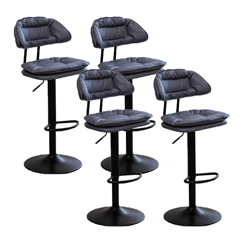 Adjustable Armless Swivel Barstools Upholstered Indoor Bar Stool Dark Blue Black 4 Piece Set Clearhalo 'Bar Furniture' 'Bar Stools' 'bar_stools' 'furn' 'furn_bar_stools' 'Furniture' 'Kitchen & Dining Furniture' 7096793