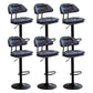 Adjustable Armless Swivel Barstools Upholstered Indoor Bar Stool Dark Blue Black 6 Piece Set Clearhalo 'Bar Furniture' 'Bar Stools' 'bar_stools' 'furn' 'furn_bar_stools' 'Furniture' 'Kitchen & Dining Furniture' 7096794