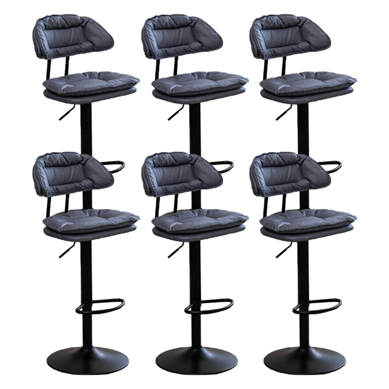 Adjustable Armless Swivel Barstools Upholstered Indoor Bar Stool Dark Blue Black 6 Piece Set Clearhalo 'Bar Furniture' 'Bar Stools' 'bar_stools' 'furn' 'furn_bar_stools' 'Furniture' 'Kitchen & Dining Furniture' 7096794