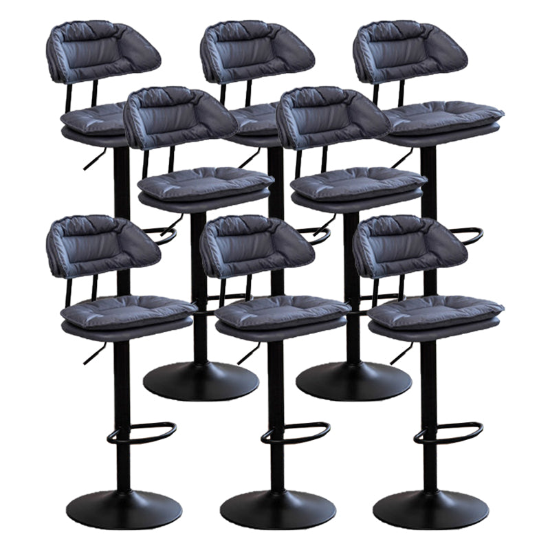 Adjustable Armless Swivel Barstools Upholstered Indoor Bar Stool Dark Blue Black 8 Piece Set Clearhalo 'Bar Furniture' 'Bar Stools' 'bar_stools' 'furn' 'furn_bar_stools' 'Furniture' 'Kitchen & Dining Furniture' 7096795