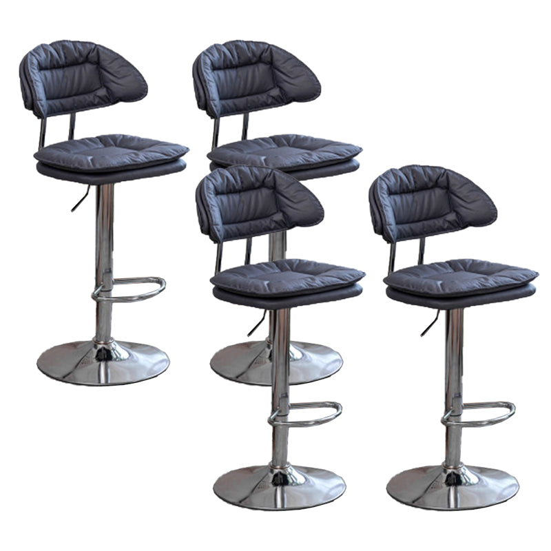 Adjustable Armless Swivel Barstools Upholstered Indoor Bar Stool Dark Blue Chrome 4 Piece Set Clearhalo 'Bar Furniture' 'Bar Stools' 'bar_stools' 'furn' 'furn_bar_stools' 'Furniture' 'Kitchen & Dining Furniture' 7096798