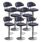 Adjustable Armless Swivel Barstools Upholstered Indoor Bar Stool Dark Blue Chrome 8 Piece Set Clearhalo 'Bar Furniture' 'Bar Stools' 'bar_stools' 'furn' 'furn_bar_stools' 'Furniture' 'Kitchen & Dining Furniture' 7096800