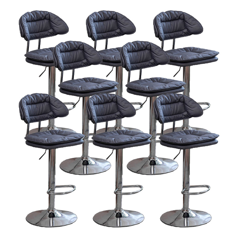 Adjustable Armless Swivel Barstools Upholstered Indoor Bar Stool Dark Blue Chrome 8 Piece Set Clearhalo 'Bar Furniture' 'Bar Stools' 'bar_stools' 'furn' 'furn_bar_stools' 'Furniture' 'Kitchen & Dining Furniture' 7096800