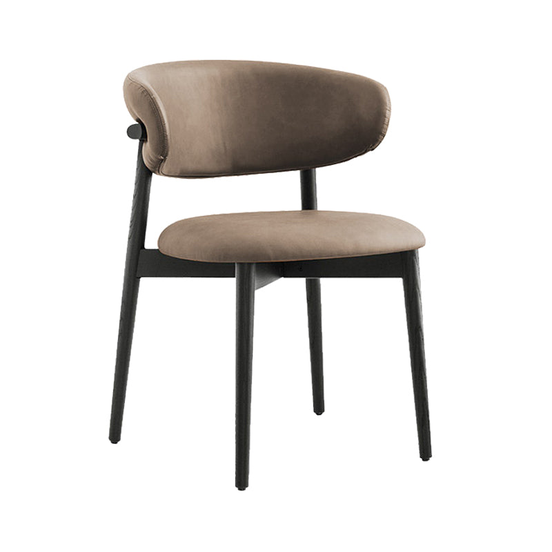 Modern Simple Side Chair Upholstered Dining Chairs with Wooden Base for Home Use